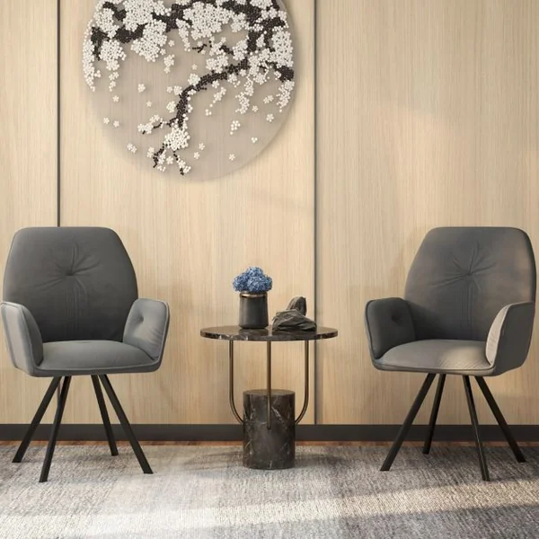 Lot De 2 Chaises Pivotantes en Velours Fauteuils Modernes En Velours Pieds En Métal Patin Antidérapants 63x59x87cm Gris
