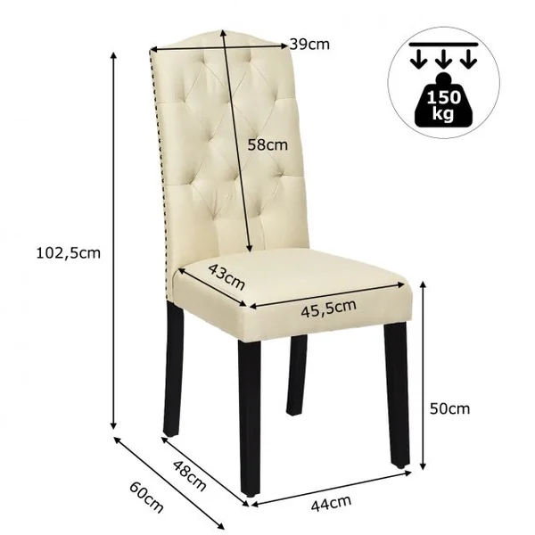 Lot de 2 Chaises Tissu en Lin Respirante Dossier Incurvé Ergonomique Pieds en Bois d’Hévéa Robustes