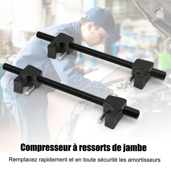 Lot de 2 Compresseur Ressort Amortisseurs 320mm avec Crochets de Sécurité Noir