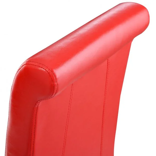 Lot de 2 de chaises de Cuisine Salle-à-Manger, recouvert de simili-cuir, pieds en bois, dossier haut, 45x65x105cm, Rouge