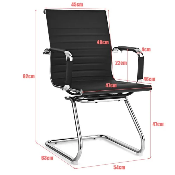 Lot de 2 Fauteuils de Bureau n Cuir PU Modernes Base en Z Robuste Noir