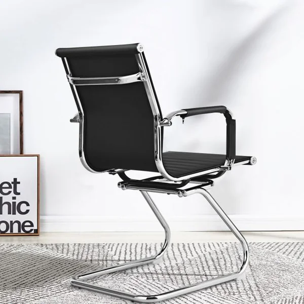 Lot de 2 Fauteuils de Bureau n Cuir PU Modernes Base en Z Robuste Noir