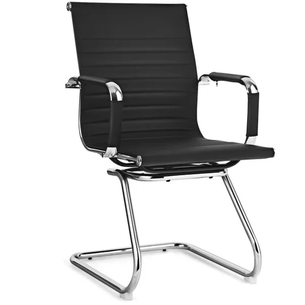 Lot de 2 Fauteuils de Bureau n Cuir PU Modernes Base en Z Robuste Noir