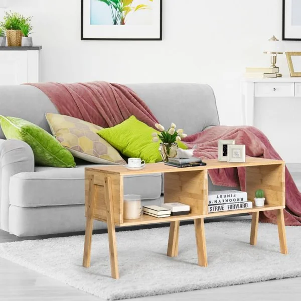 Lot de 2 Table de Chevet Matériau non-toxique Avec Compartiment de Rangement Ouvert Naturel