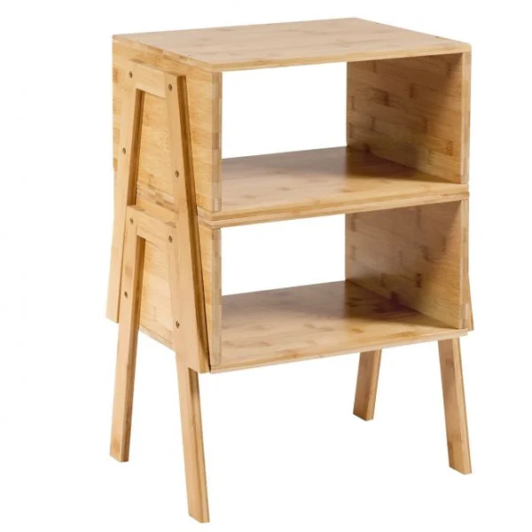 Lot de 2 Table de Chevet Matériau non-toxique Avec Compartiment de Rangement Ouvert Naturel