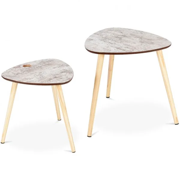 Lot de 2 Tables Basses Gigognes en MDF Table Basse Table à Café de style Scandinave 70 x 50 x 51.5 cm Couleur Patinée