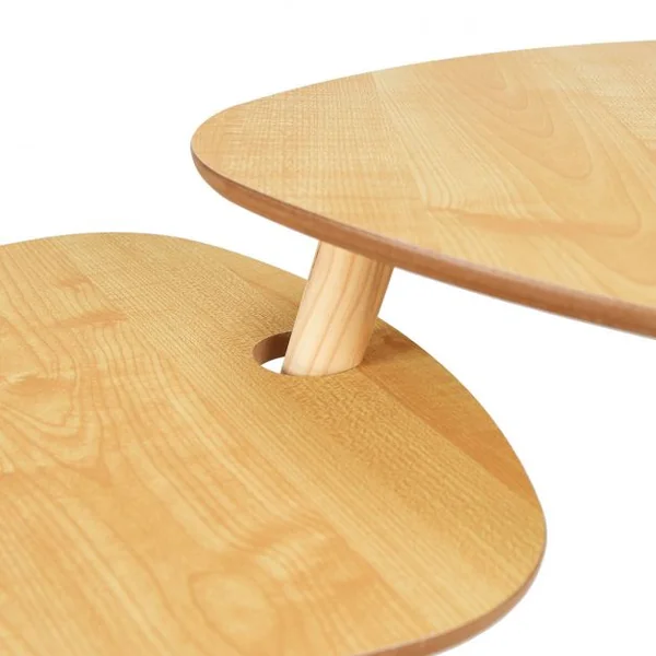 Lot de 2 Tables Basses Gigognes laquées en MDF Table Basse Table à Café de style Scandinave 70 x 50 x 51,5 cm Couleur Naturel