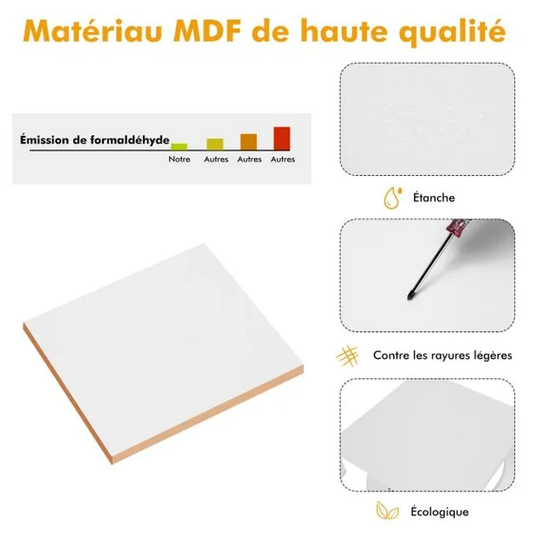 Lot de 2 Tables d'Appoint avec 1 Tiroir et Pieds Courbés Style Moderne en MDF 42,5 x 42,5 x 65,5 cm ( L x l x H) Blanc