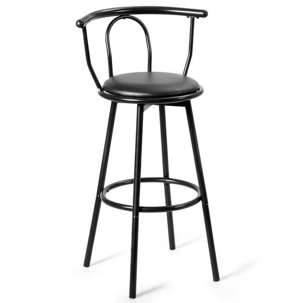 Lot de 2 Tabourets de Bar Industriel Pivotant à 360° Repose-pied Structure Acier Capacité 130kg 55x56x101,5cm Noir