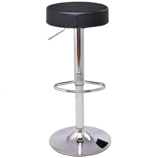 Lot de 2 Tabourets de Bar Pivotant Hauteur Ajustable 64-84CM avec Grande Base et Pieds en Chrome Noir