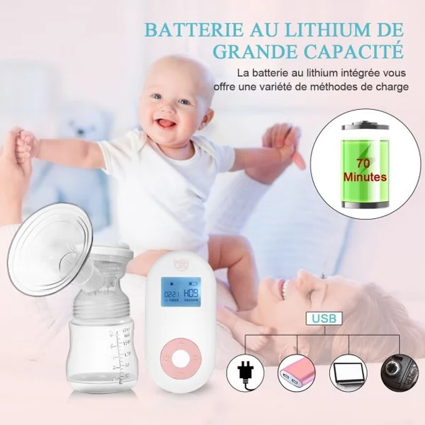 Lot de 2 Tire-laits Électriques Double Pompage 180 Ml 3 Modes Ecran Lcd Accessoires en Abs Silicone Pp Alimentaire