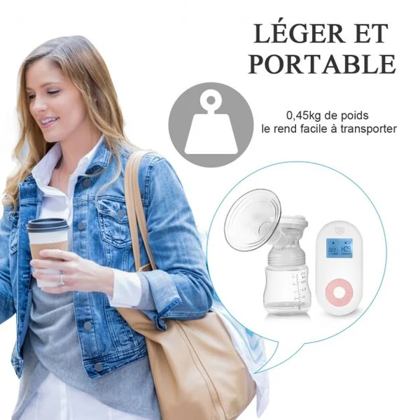 Lot de 2 Tire-laits Électriques Double Pompage 180 Ml 3 Modes Ecran Lcd Accessoires en Abs Silicone Pp Alimentaire