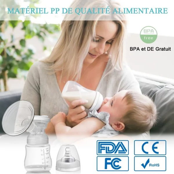 Lot de 2 Tire-laits Électriques Double Pompage 180 Ml 3 Modes Ecran Lcd Accessoires en Abs Silicone Pp Alimentaire