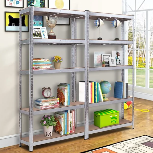 Lot de 2 Étagères de Rangement Charge Lourde 90x40x180CM avec 5 Tablettes Charge 175KG Étagères de Garage en Métal Galvanisé