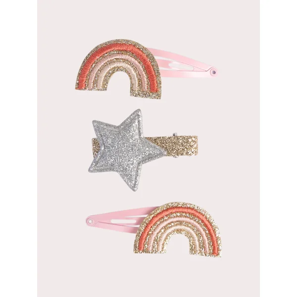 Lot de 3 barrettes étoile et arc-en-ciel pour fille - Soins Bébé Naturels & Produits Maman Après Naissance