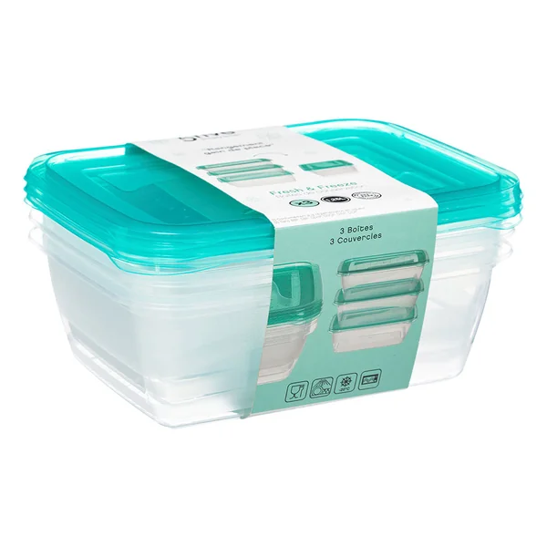 Lot de 3 boîtes de conservation 1.25L 15x20x7cm