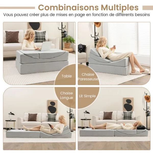 Lot de 3 Coussins de Lecture en Mousse à Haute Densité Oreillers Compensés avec Housse Amovible & Lavable Combinaison Libre