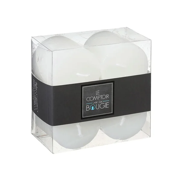 Lot de 4 bougies votives rustique blanches 4.5x4.5cm