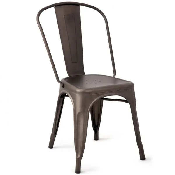 Lot de 4 Chaises de Style Industriel avec Dossier Détachable pour Cuisine Capacité 125kg en Acier 45x52x85cm Bronze