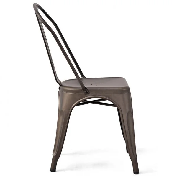 Lot de 4 Chaises de Style Industriel avec Dossier Détachable pour Cuisine Capacité 125kg en Acier 45x52x85cm Bronze