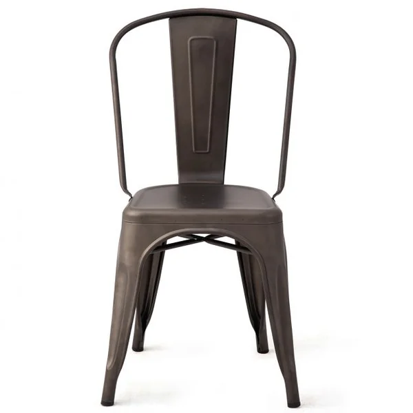 Lot de 4 Chaises de Style Industriel avec Dossier Détachable pour Cuisine Capacité 125kg en Acier 45x52x85cm Bronze