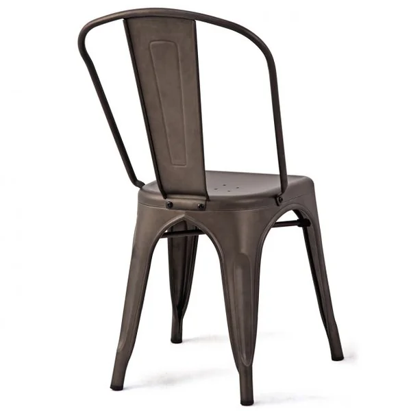 Lot de 4 Chaises de Style Industriel avec Dossier Détachable pour Cuisine Capacité 125kg en Acier 45x52x85cm Bronze