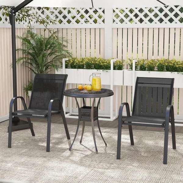Lot de 4 Chaises empliables Tissu Respirant et Structure Antirouille Charge Max 120kg pour Jardin Terrasse Balcon Gris/Noir/Marron/Bleu