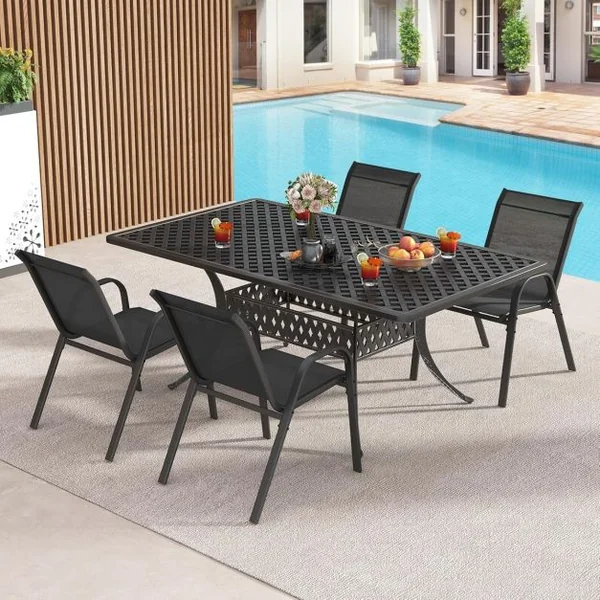 Lot de 4 Chaises empliables Tissu Respirant et Structure Antirouille Charge Max 120kg pour Jardin Terrasse Balcon Gris/Noir/Marron/Bleu