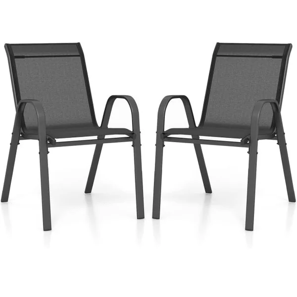 Lot de 4 Chaises empliables Tissu Respirant et Structure Antirouille Charge Max 120kg pour Jardin Terrasse Balcon Gris/Noir/Marron/Bleu
