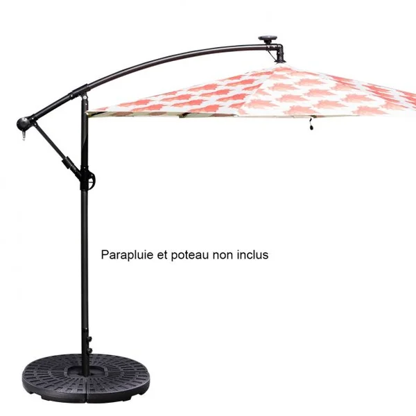 Lot de 4 Dalles de Parasol avec Poignée pour Jardin Terrasse Balcon Remplissables en HDPE 48x48x7,5 cm Noir