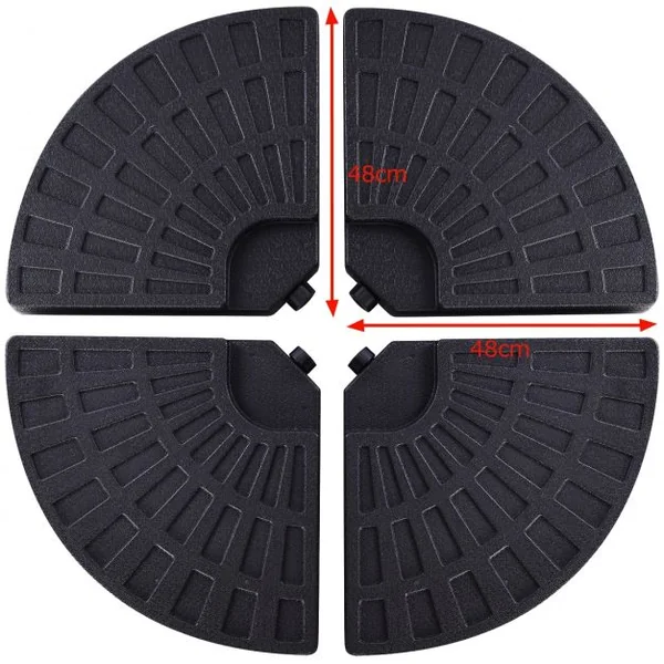 Lot de 4 Dalles de Parasol avec Poignée pour Jardin Terrasse Balcon Remplissables en HDPE 48x48x7,5 cm Noir