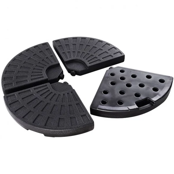 Lot de 4 Dalles de Parasol avec Poignée pour Jardin Terrasse Balcon Remplissables en HDPE 48x48x7,5 cm Noir