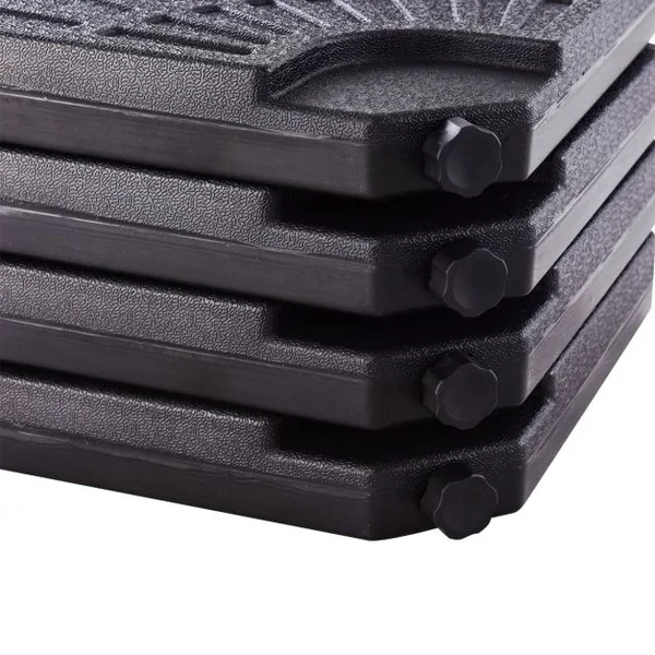 Lot de 4 Dalles de Parasol avec Poignée pour Jardin Terrasse Balcon Remplissables en HDPE 48x48x7,5 cm Noir