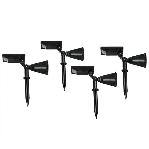 Lot de 4 Lampes Led Solaires d’Extérieur Lampes pour Jardin Montage Au Sol Ou Mural 8-10h D’allumage Sans Fil Noir