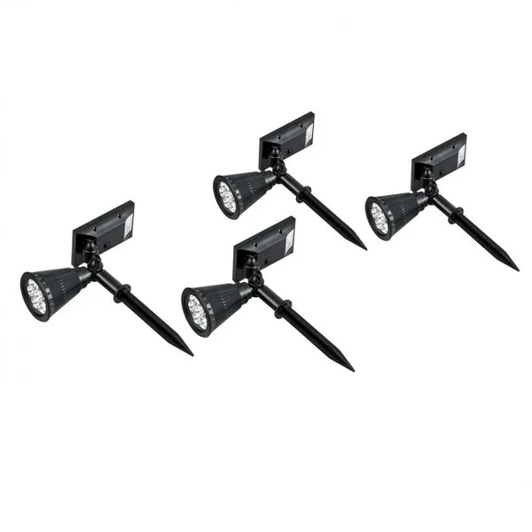 Lot de 4 Lampes Led Solaires d’Extérieur Lampes pour Jardin Montage Au Sol Ou Mural 8-10h D’allumage Sans Fil Noir