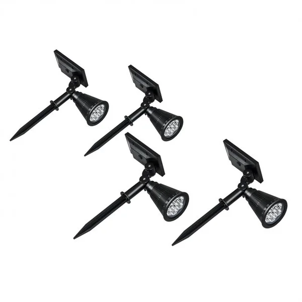 Lot de 4 Lampes Led Solaires d’Extérieur Lampes pour Jardin Montage Au Sol Ou Mural 8-10h D’allumage Sans Fil Noir
