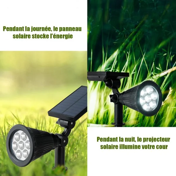 Lot de 4 Lampes Led Solaires d’Extérieur Lampes pour Jardin Montage Au Sol Ou Mural 8-10h D’allumage Sans Fil Noir