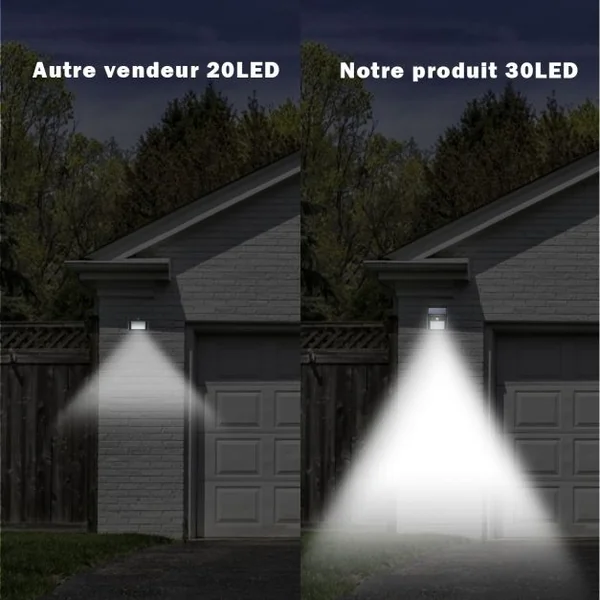 Lot de 4 Lampes Solaires Extérieures Murales avec 30 LED Distance 3 à 5 m Charge 7 à 8 Heures en ABS, 9,6x4,8x12,4cm