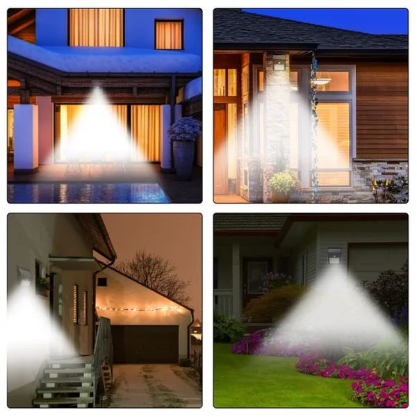Lot de 4 Lampes Solaires Extérieures Murales avec 30 LED Distance 3 à 5 m Charge 7 à 8 Heures en ABS, 9,6x4,8x12,4cm