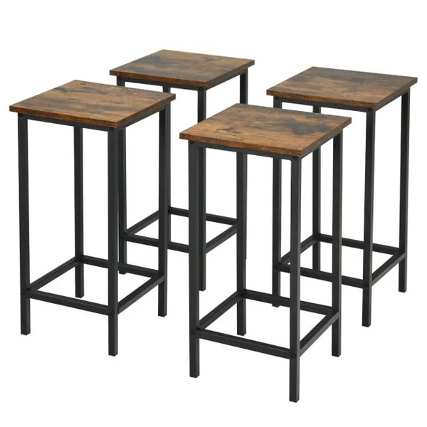 Lot de 4 Tabourets de Bar Avec Repose-Pieds Chaises De Bar Style ModerneTabouret Haut 72 CM Marron