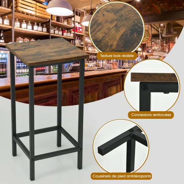 Lot de 4 Tabourets de Bar Avec Repose-Pieds Chaises De Bar Style ModerneTabouret Haut 72 CM Marron
