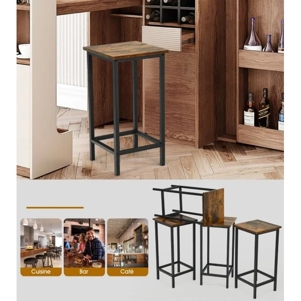 Lot de 4 Tabourets de Bar Avec Repose-Pieds Chaises De Bar Style ModerneTabouret Haut 72 CM Marron