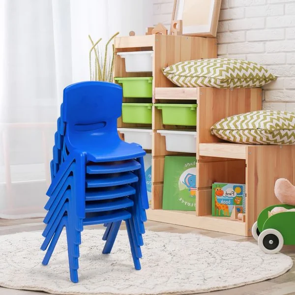 Lot de 6 Chaises pour Enfants Fabriquer en Plastique Multicolore Idéal pour Salle de Jeux Jardin d’Enfant Bleu