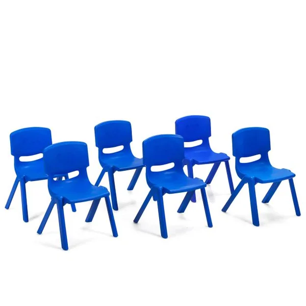 Lot de 6 Chaises pour Enfants Fabriquer en Plastique Multicolore Idéal pour Salle de Jeux Jardin d’Enfant Bleu
