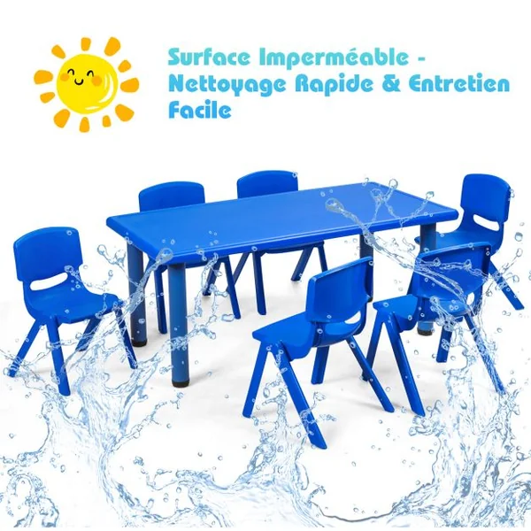 Lot de 6 Chaises pour Enfants Fabriquer en Plastique Multicolore Idéal pour Salle de Jeux Jardin d’Enfant Bleu