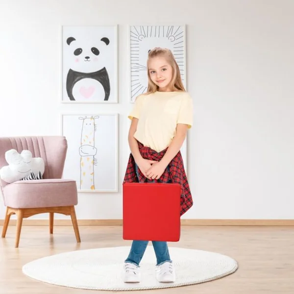 Lot de 6 Coussins de Chaise pour Enfant avec Poignées Coussins D'assise Carrés 38 x 38CM Multicolores/Couleurs Morandis