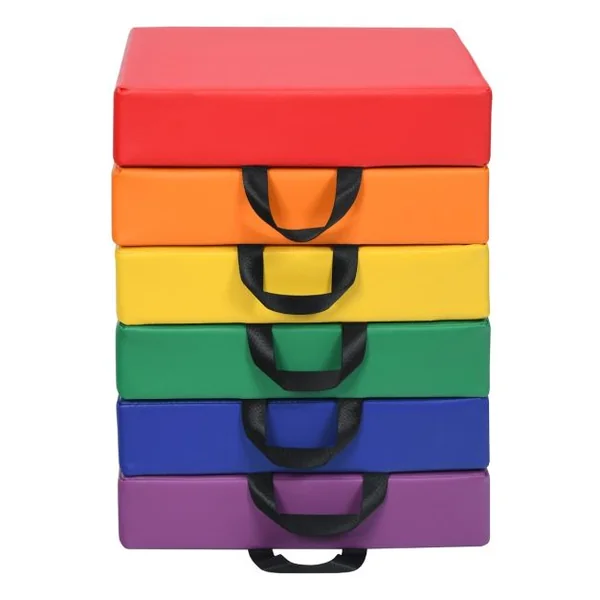 Lot de 6 Coussins de Chaise pour Enfant avec Poignées Coussins D'assise Carrés 38 x 38CM Multicolores/Couleurs Morandis