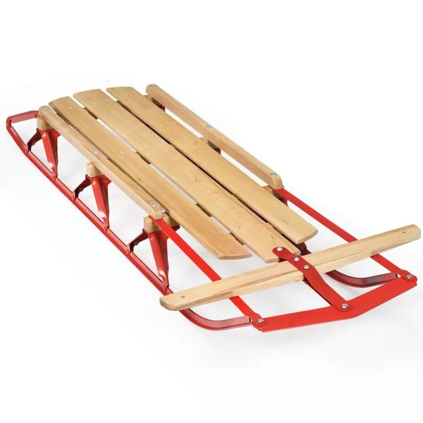 Luge en Bois et Acier à Patins Charge 150KG 137 x 58 x 16 cm