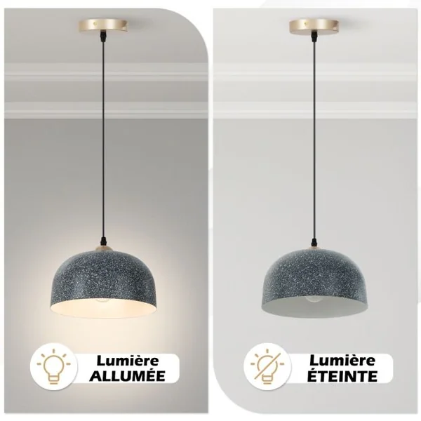 Luminaire Suspendu Plafonnier Suspendu avec Câble de Suspension Réglable et Culot d'Ampoule E27 pour Cuisine Chambre Couloir