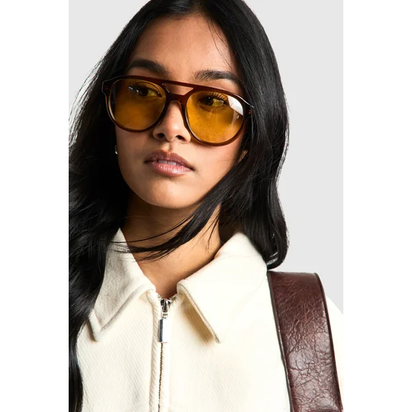 Lunettes de soleil aviateur rétro à verres orange